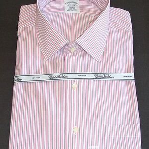 Brooks Brothers Milano Slim Fit Men’s Dress Shirt 16-36 Pink Stripe Supima